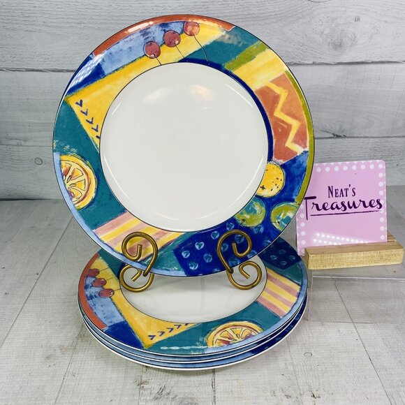 Mikasa HK 246 FORECAST Citrus Strong Chip Resistance China Dinner Plates Set 4 - Picture 1 of 16